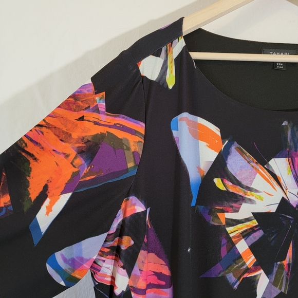 Tahari Multicolored Butterfly Print Side Ruched Sundress Sz 22W Stretchy - Picture 4 of 12